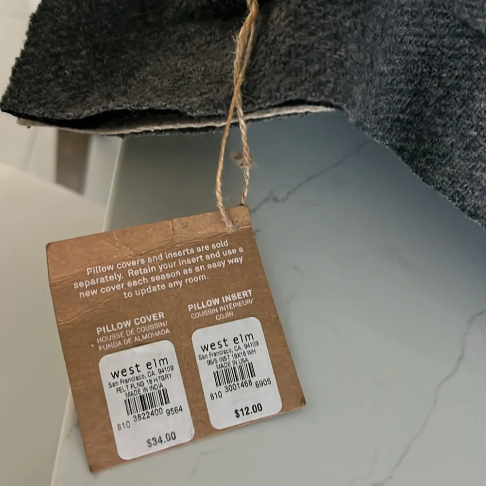 NWT West Elm Felt Flanged Accent Pillow Cover